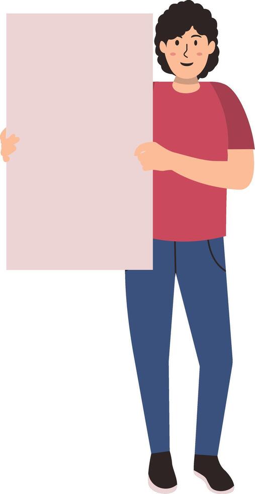 People Holding Banner Isolated on White Background. vector