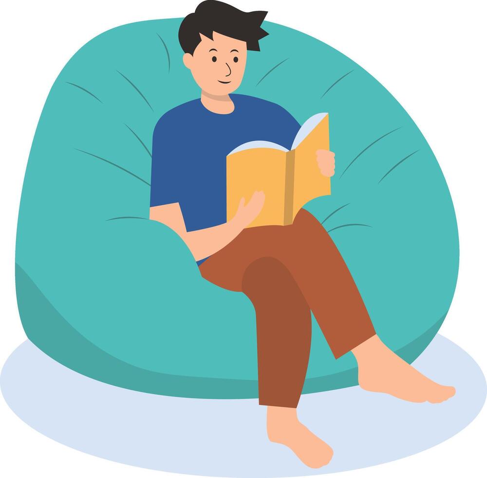 People Reading Book with Sitting Pose vector