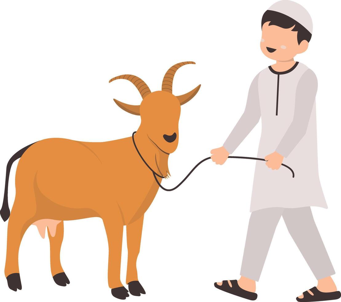 Muslim Eid Al Adha Character in Cartoon Design vector