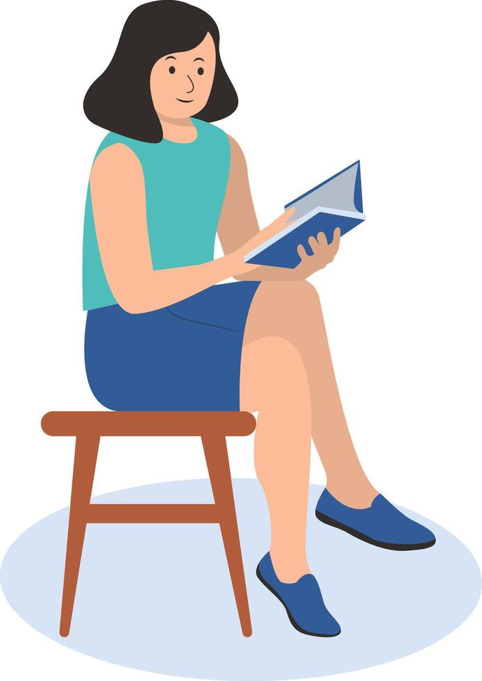 Illustration of People Reading Book with Sitting Pose vector