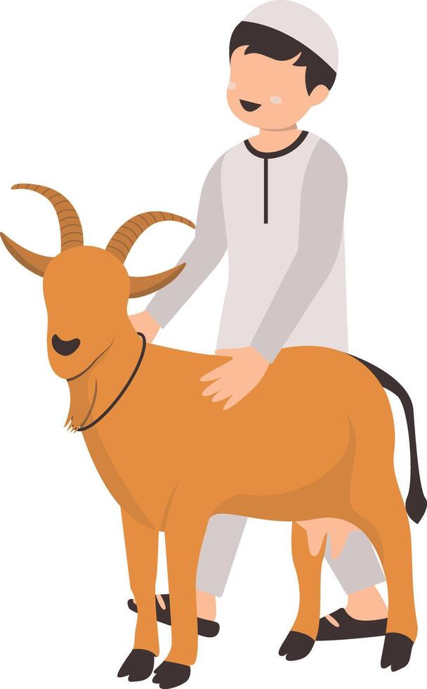 Muslim Eid Al Adha Character with Flat Cartoon Design vector