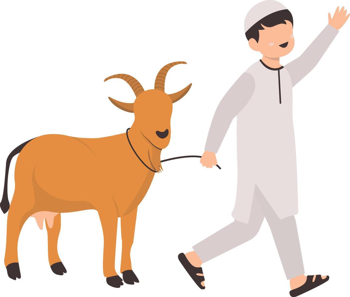 Muslim Eid Al Adha Character with Flat Design vector