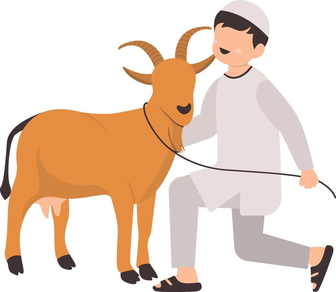 Muslim Eid Al Adha Character in Flat Design vector