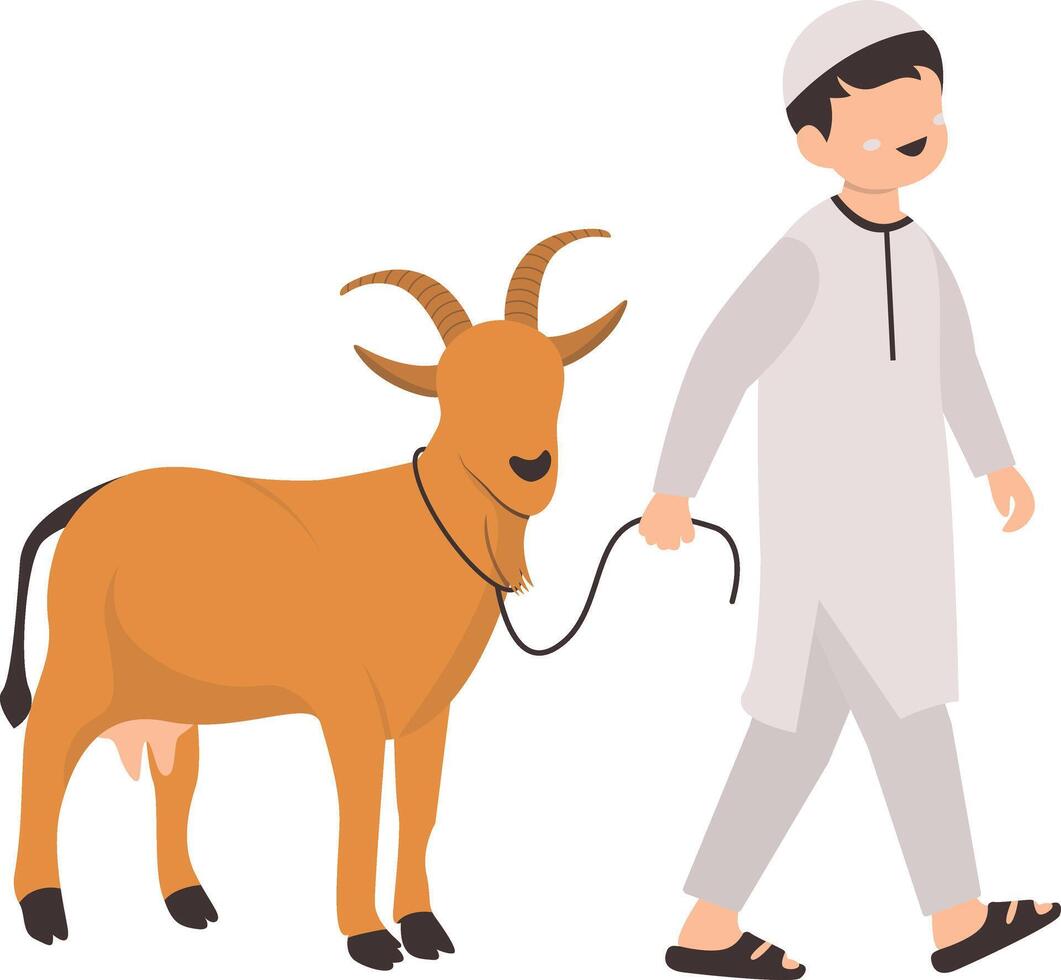 Muslim Eid Al Adha Character in Flat Cartoon Design vector