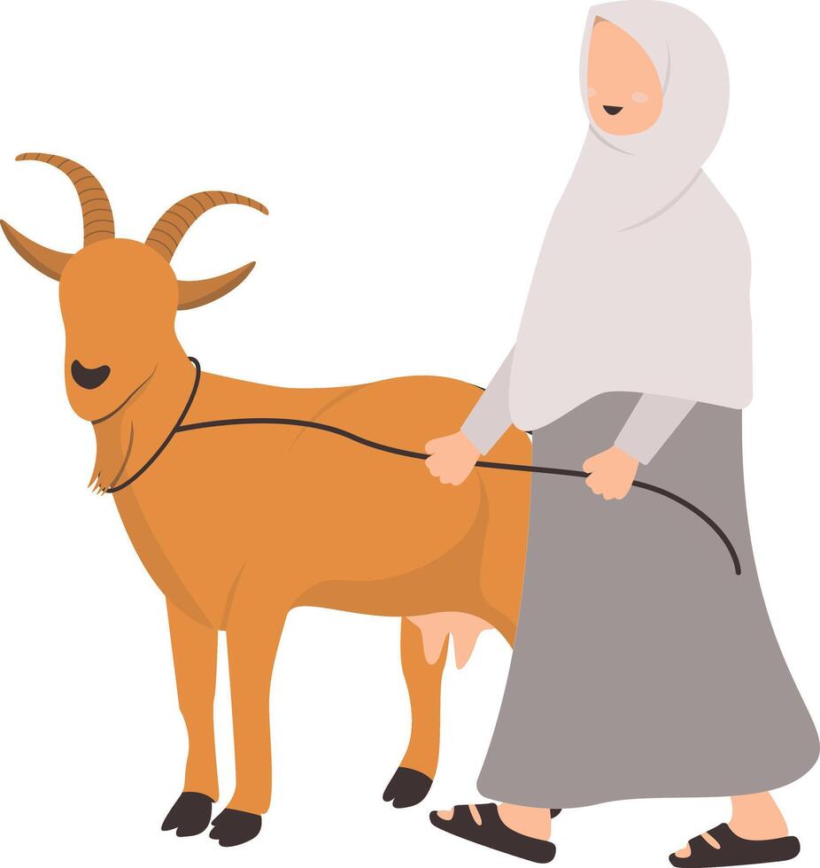 Muslim Eid Al Adha Character with Cartoon Design vector