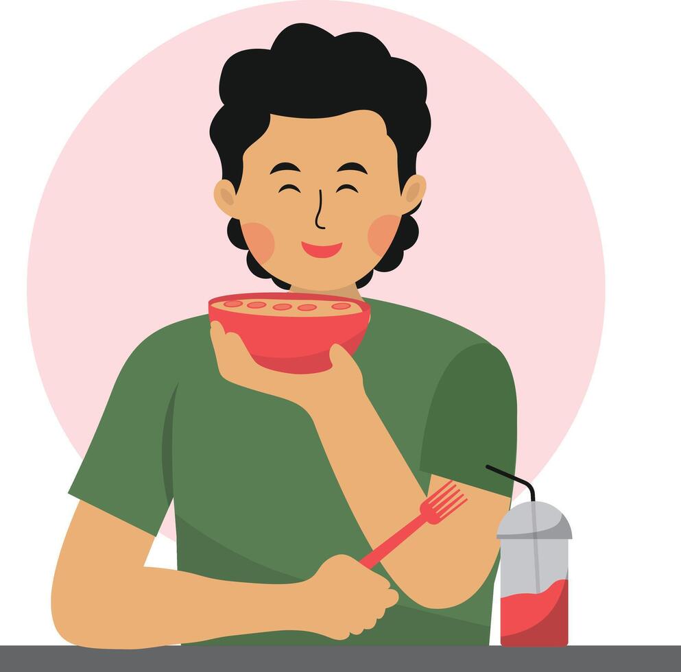 Person Eating Illustration in Cartoon Design vector