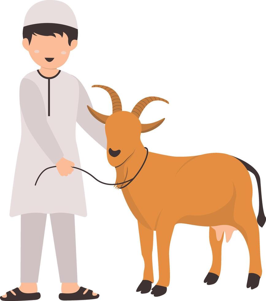 Muslim Eid Al Adha Character in Flat Cartoon Style vector