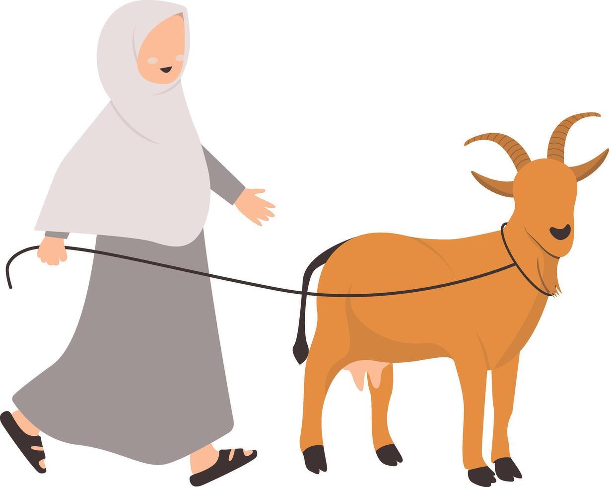 Muslim Eid Al Adha Character in Cartoon Style vector