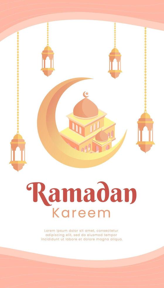 Ramadan Kareem month background. Poster of Eid al-Fitr, Eid al-Adha. Mosque. Arab culture of Muslims. religious peace for Islam. Tolerance vector