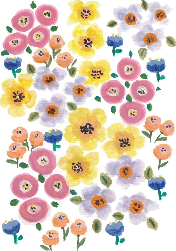 a watercolour painting of flowers pattern in different colors vector