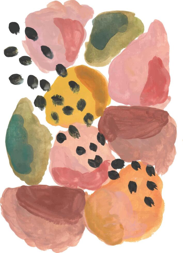 a painting of colorful rocks and leaves abstract watercolor vector
