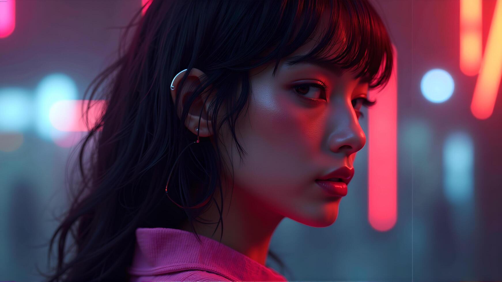 Neon City Girl Portrait photo