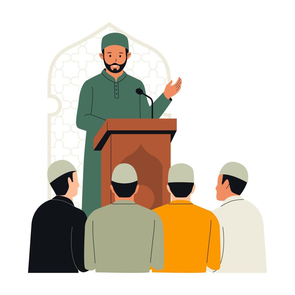 Illustration of a Muslim Imam giving a religious lecture vector