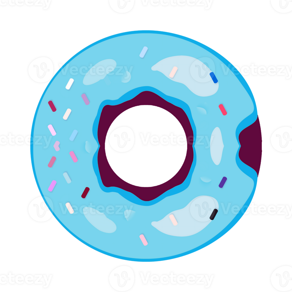 Blue Iced Donut Illustration with Sprinkles png