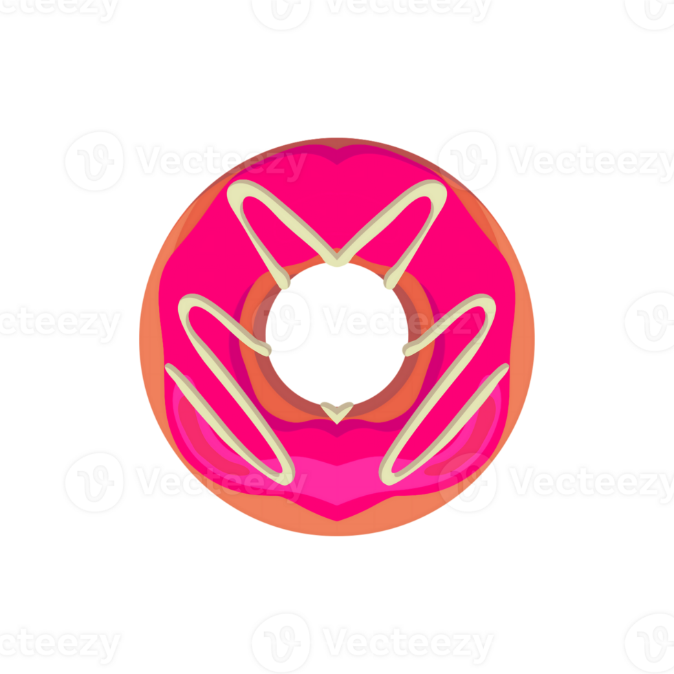 Pink Donut with Cream Drizzle png