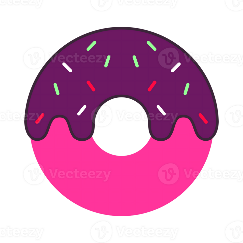 Purple Icing Donut with Sprinkles png