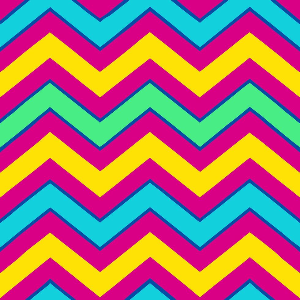Seamless geometric zigzag pattern vibrant neon colors minimalist design digital art abstract viewpoint vector
