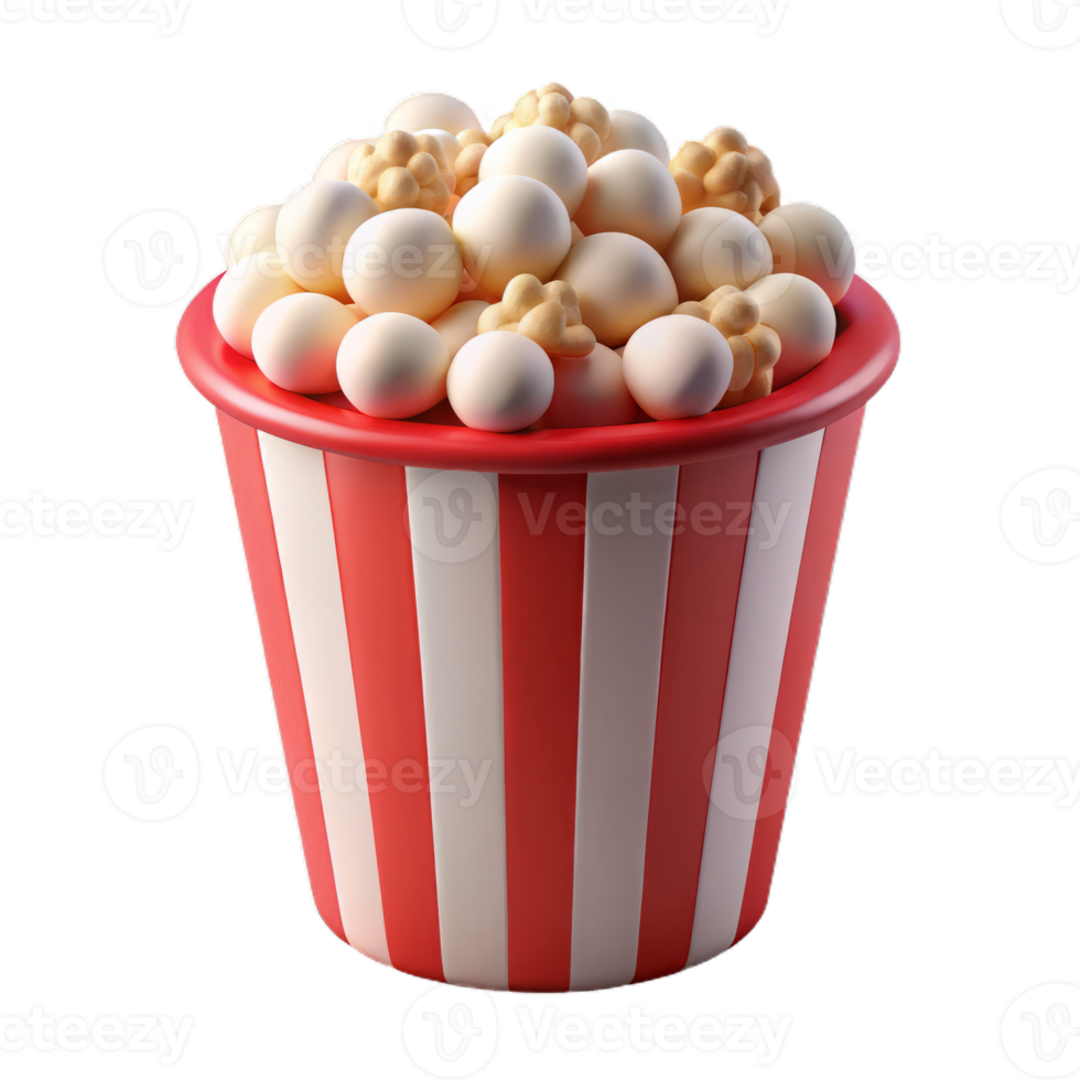 Popcorn in a red and white striped bucket png