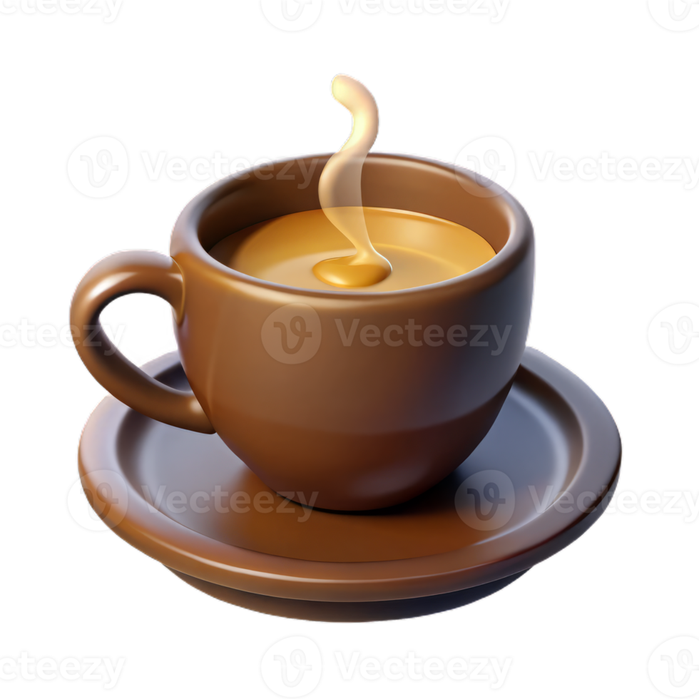 A cup of coffee with a steaming hot liquid png
