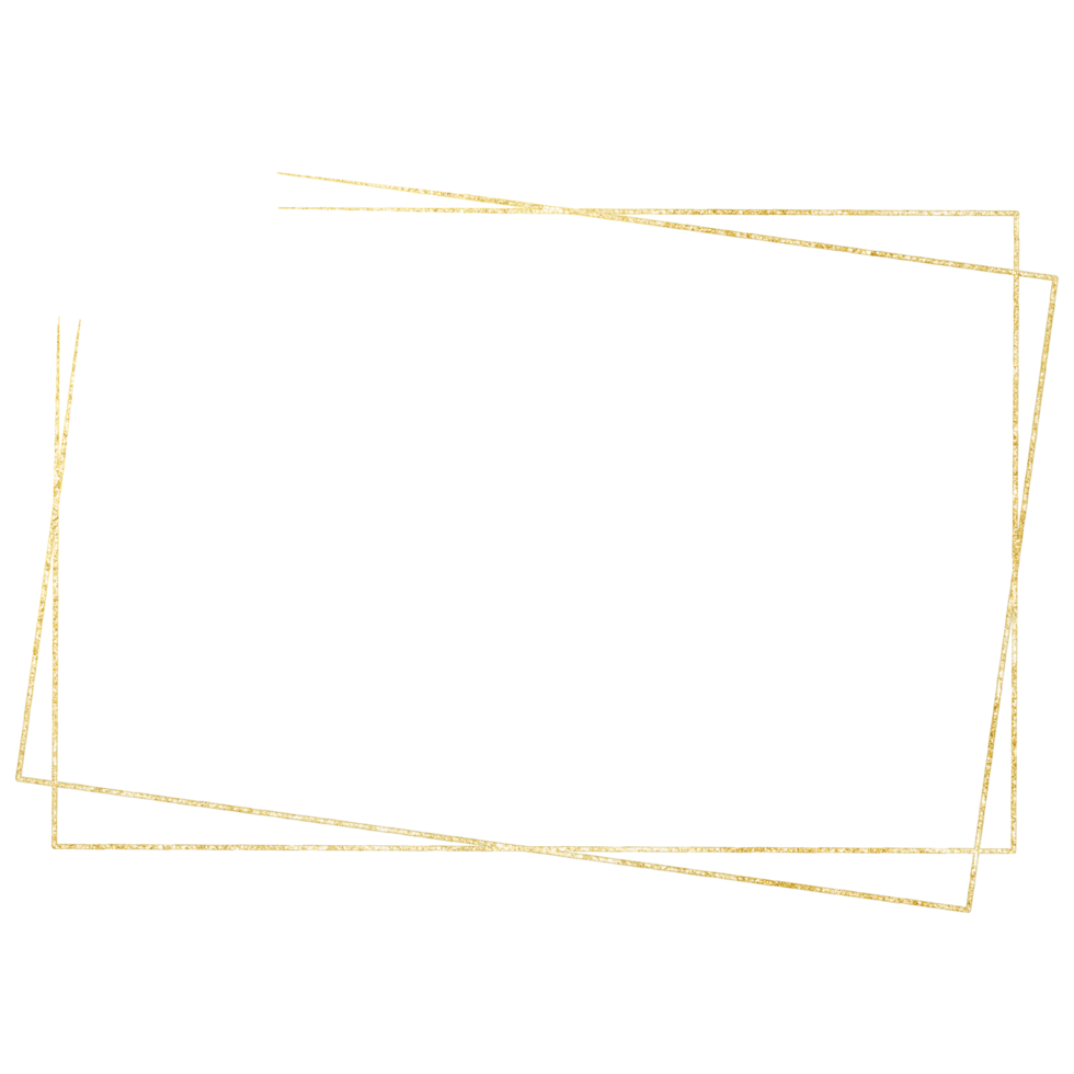 Glittery golden rectangle frame on a transparent background png