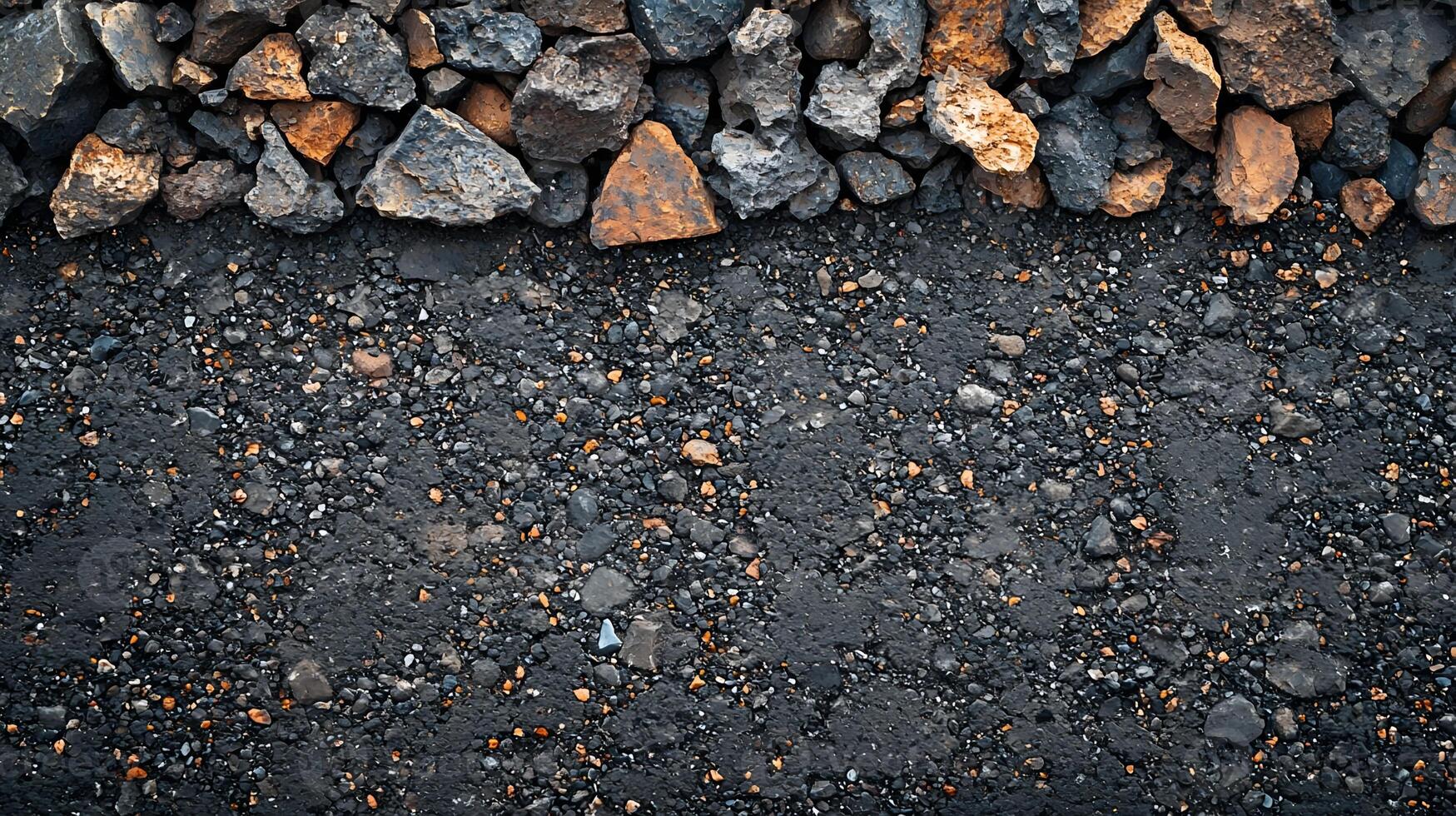 A pile of rocks and gravel on the ground photo