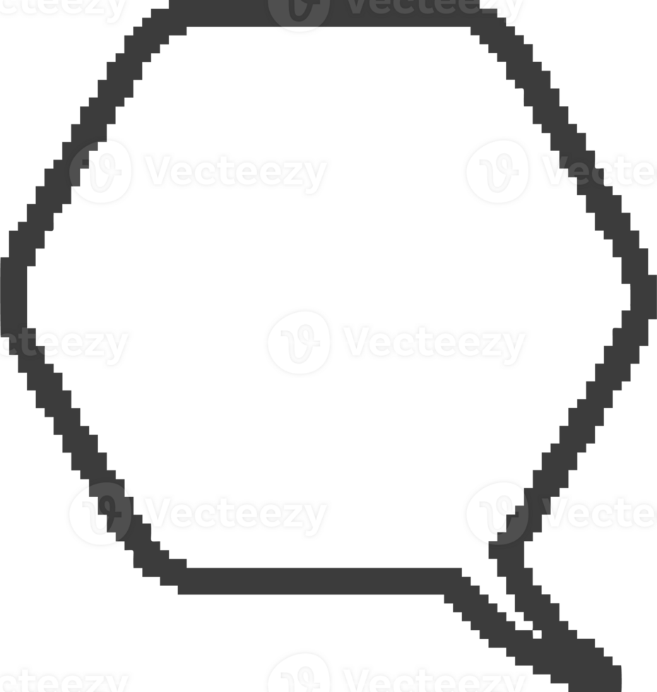 Pixel pentagon speech bubble for game design and chart. Retro chat box for dialog comment and messages. Conversation balloon shape. 8 bit cartoon element png