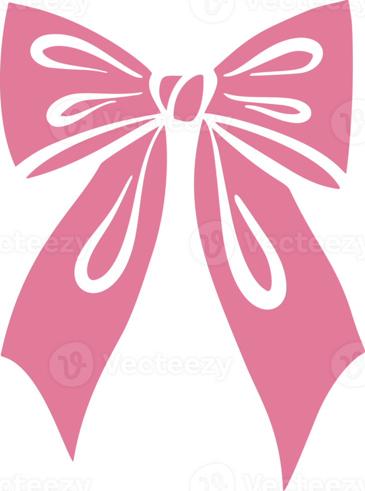 Pink bow silhouette. Cute vintage flat design, perfect for gifts, holidays, Valentines cards. Girly decorative hair accessory illustration png
