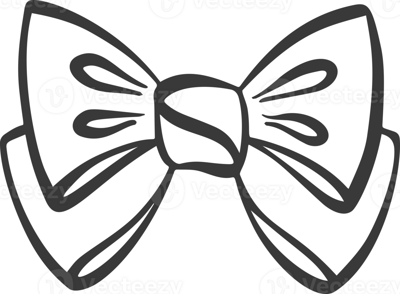 Hair bow. Cute simple vintage design with satin ribbons. Black outline accessory perfect for gifts holidays birthdays and decorative collection png