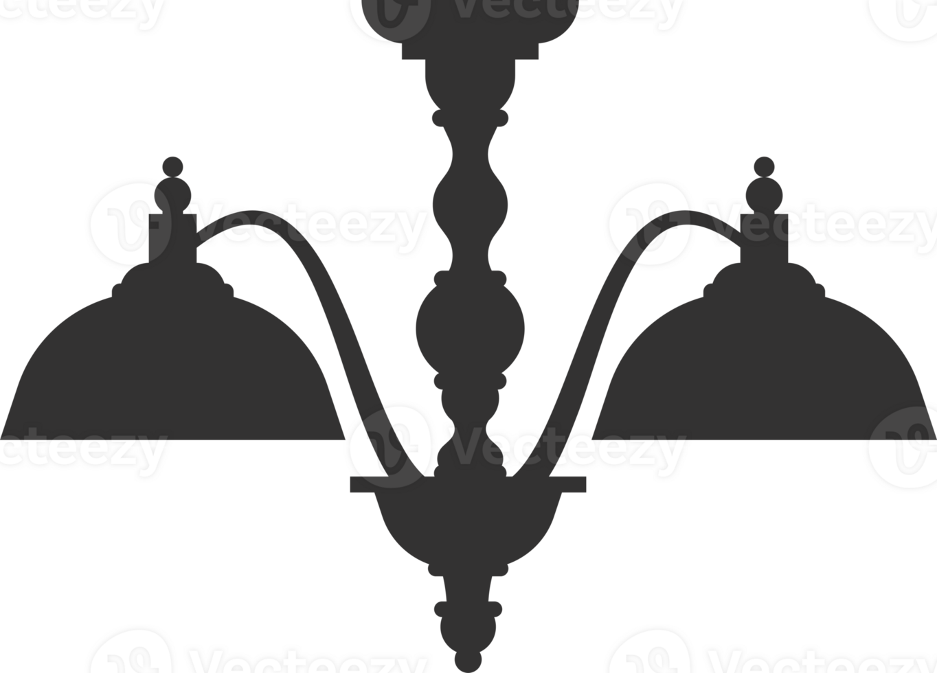 Chandelier lamp icon. Silhouette of interior and home decoration. Black glyph sign png