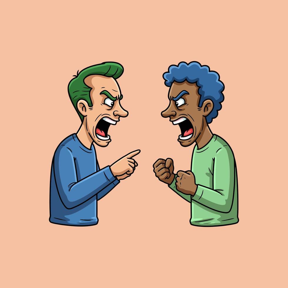 Angry Men Confrontation A Bold Cartoon Illustration vector