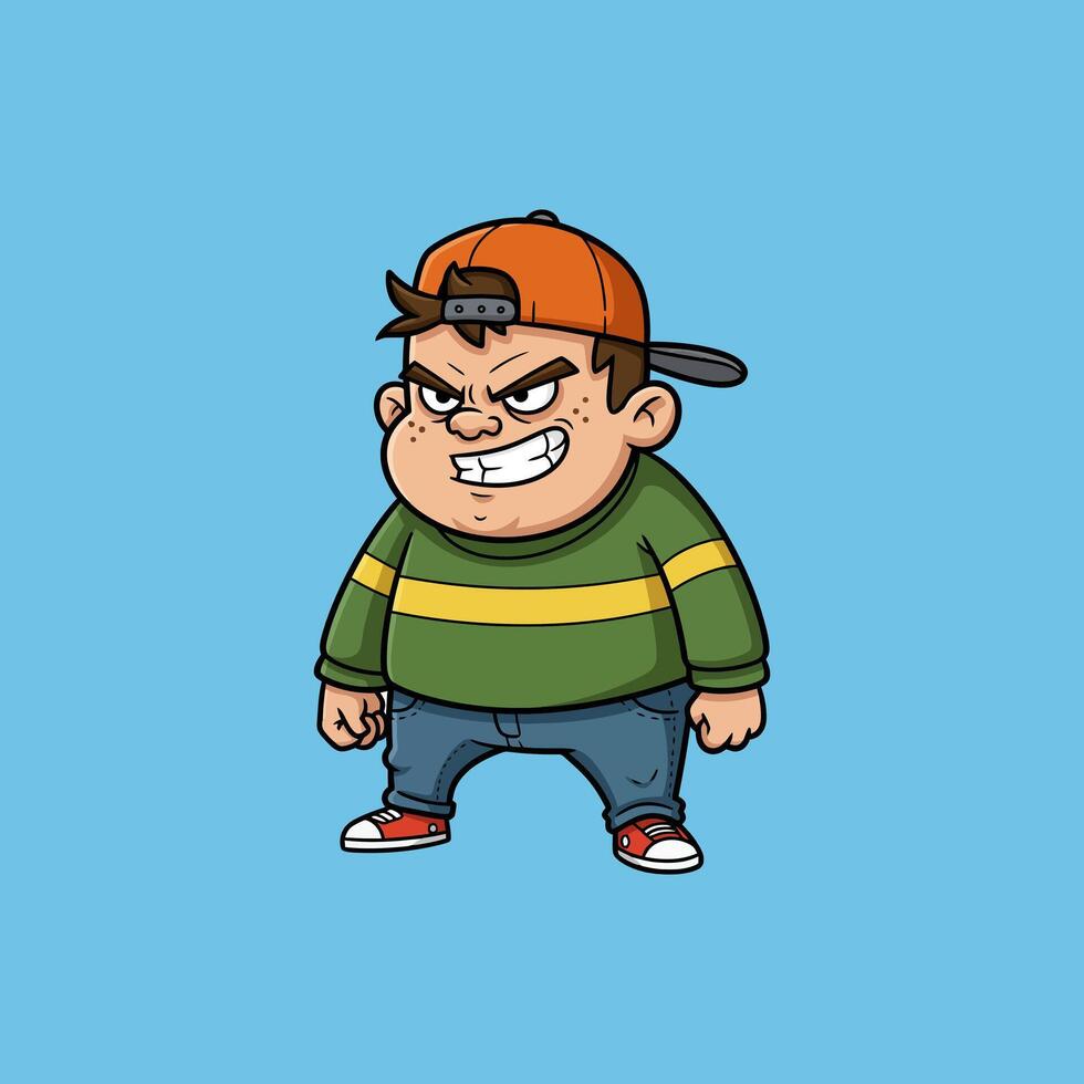 Grumpy Boy Cartoon A Bold, Playful Illustration vector