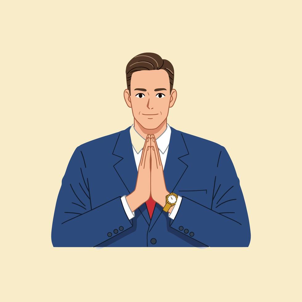 Businessman's Respectful Greeting A Simple, Elegant Illustration vector