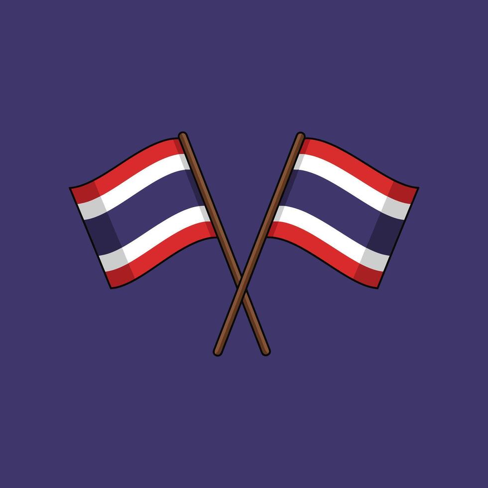 Crossed Thai Flags A Simple, Flat Design Graphic vector