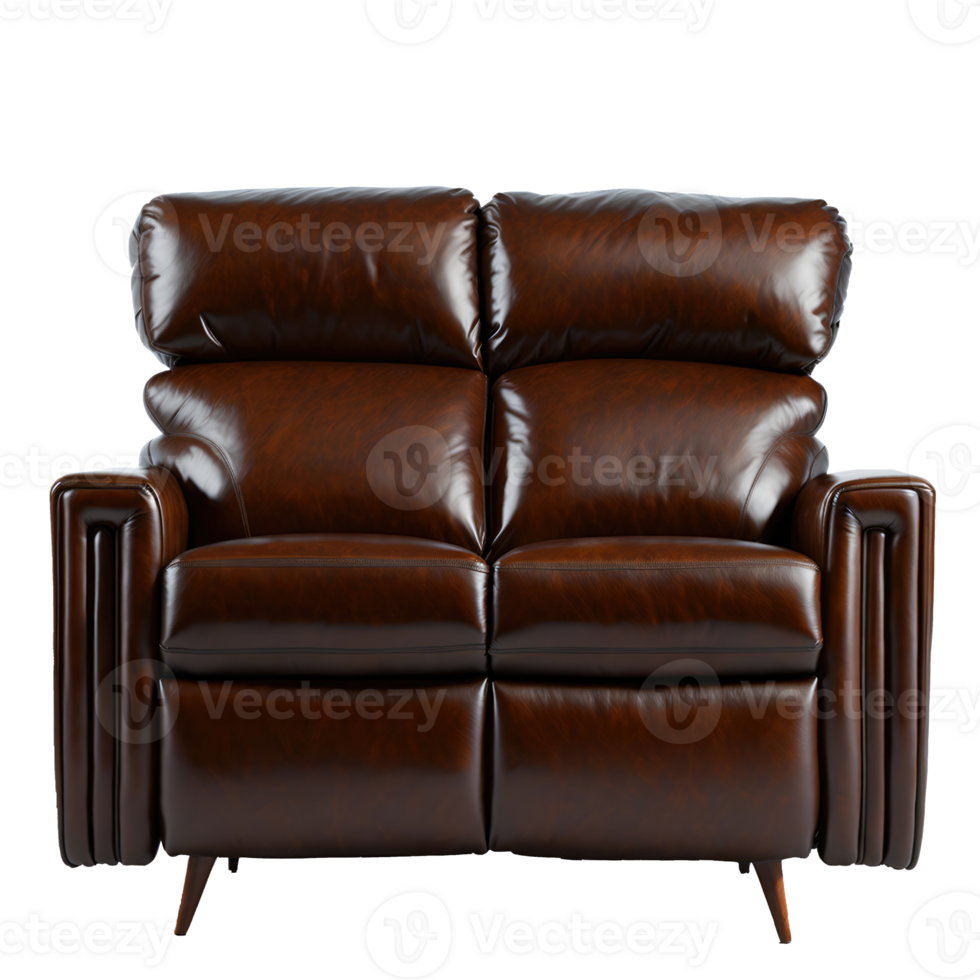 Luxury brown leather sofa isolated on transparent background png