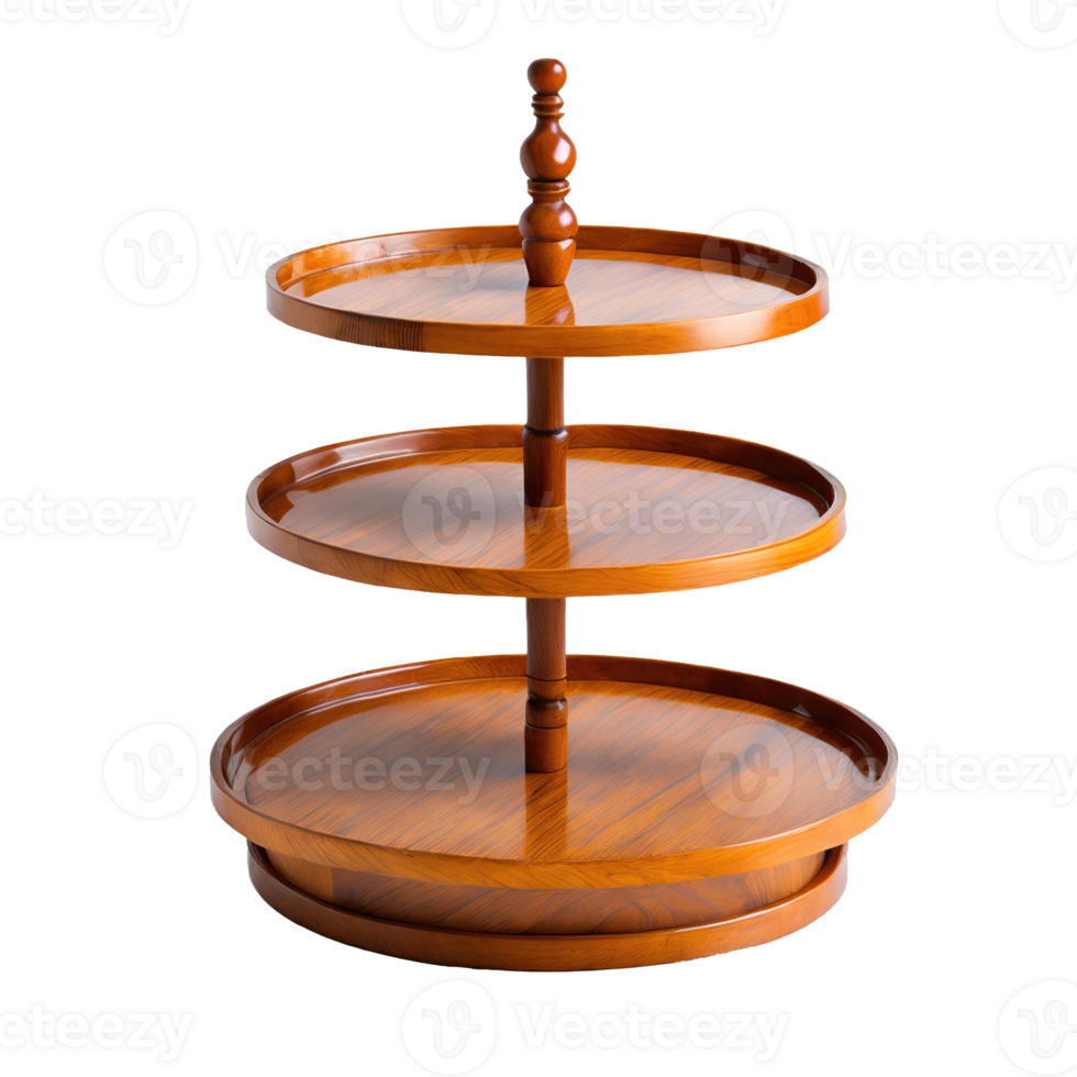 Wooden twotiered serving tray isolated on transparent background png