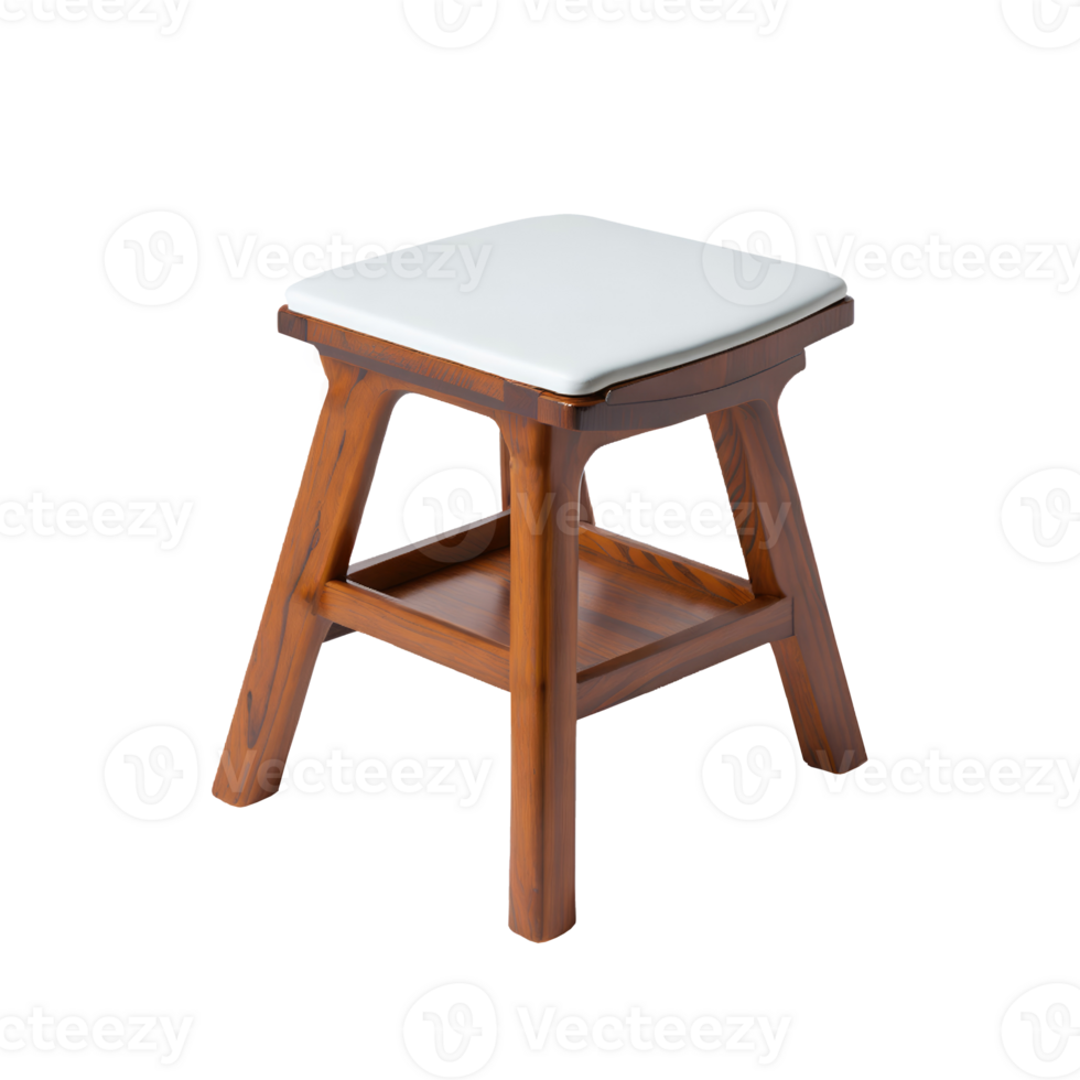 White wooden step stool isolated on transparent background png
