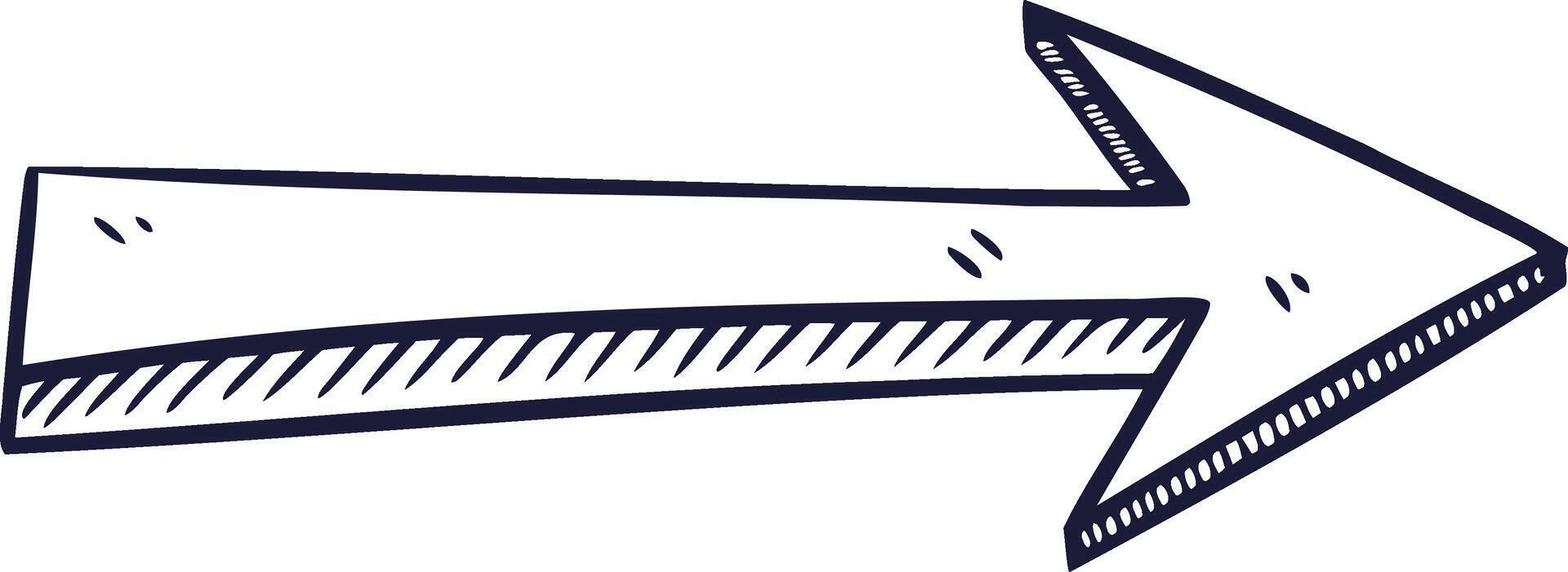 Hand Drawn 3D Arrow Sketch in Black and White Minimalist Doodle Illustration for Navigation Infographics Business and Graphic Design Elements vector