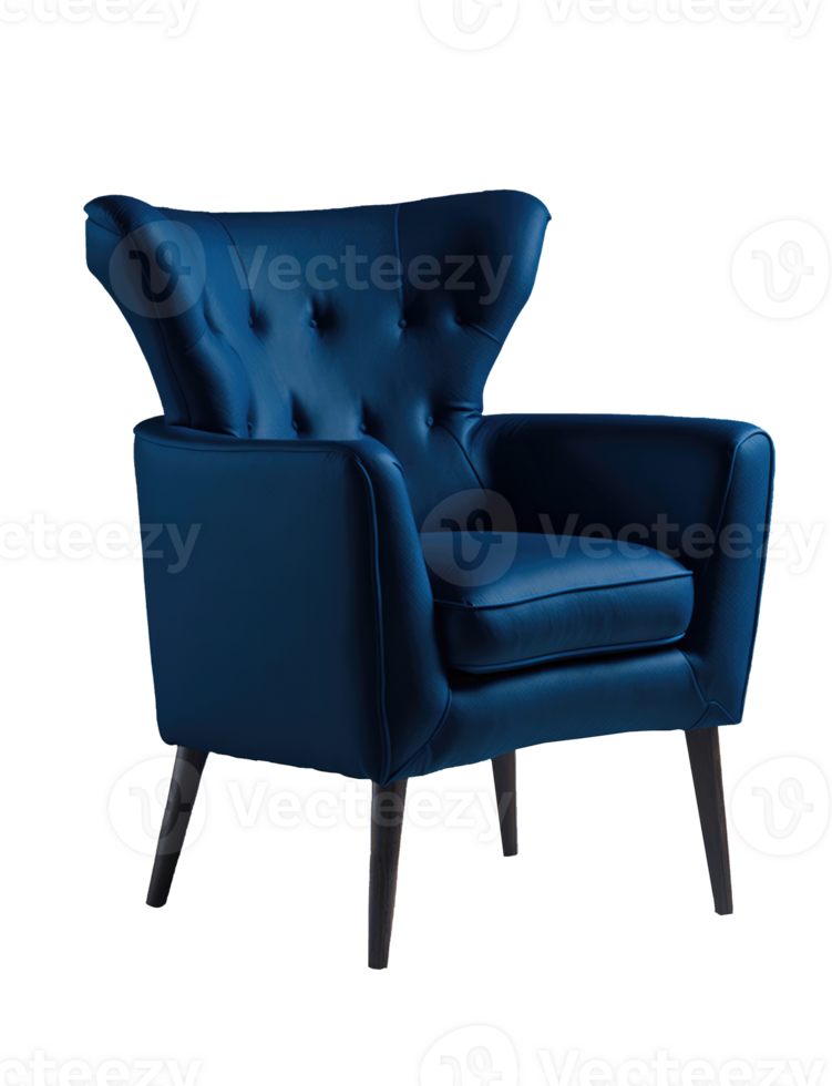 Modern Blue arm chair isolated on transparent background png