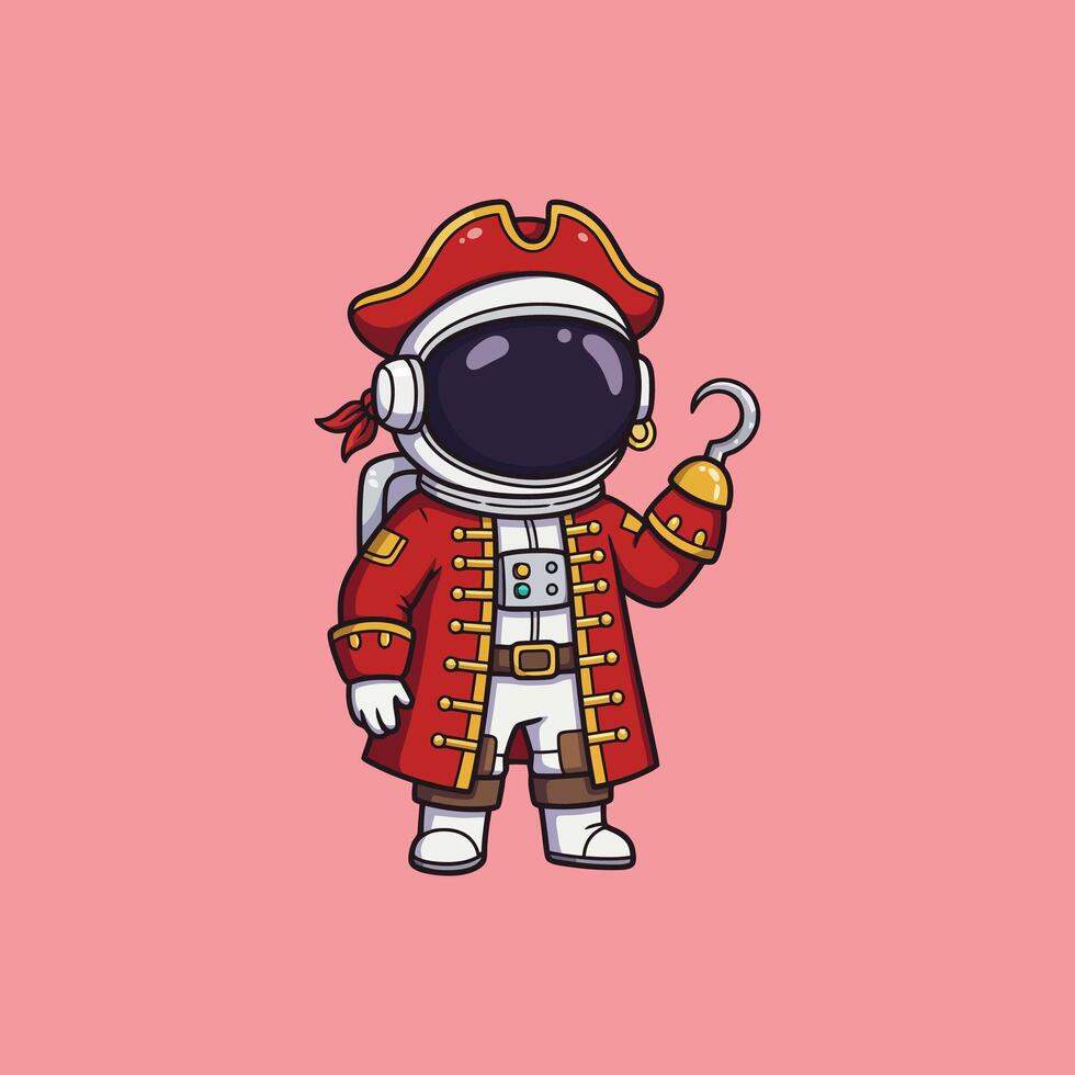 Space Pirate Astronaut A Charming Cartoon Illustration vector