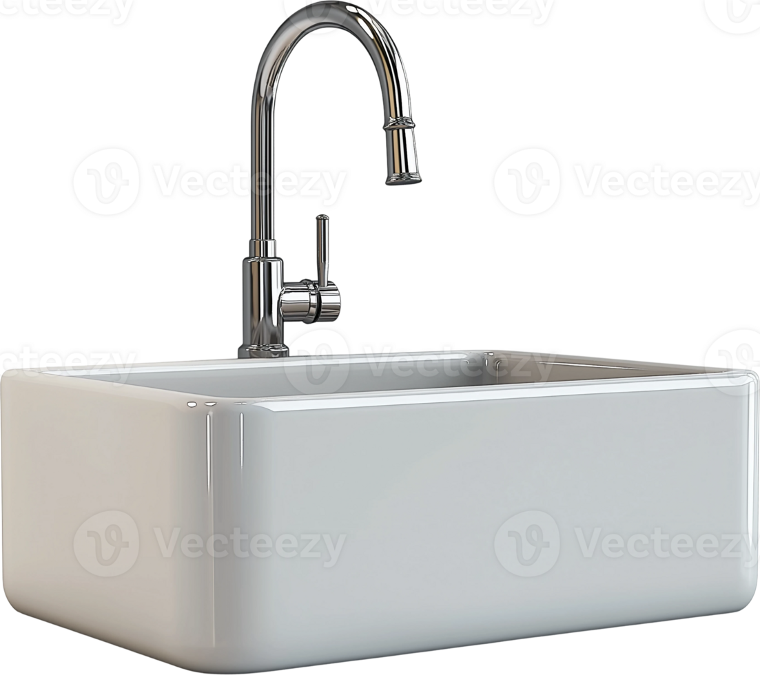 a white sink with a faucet on it png