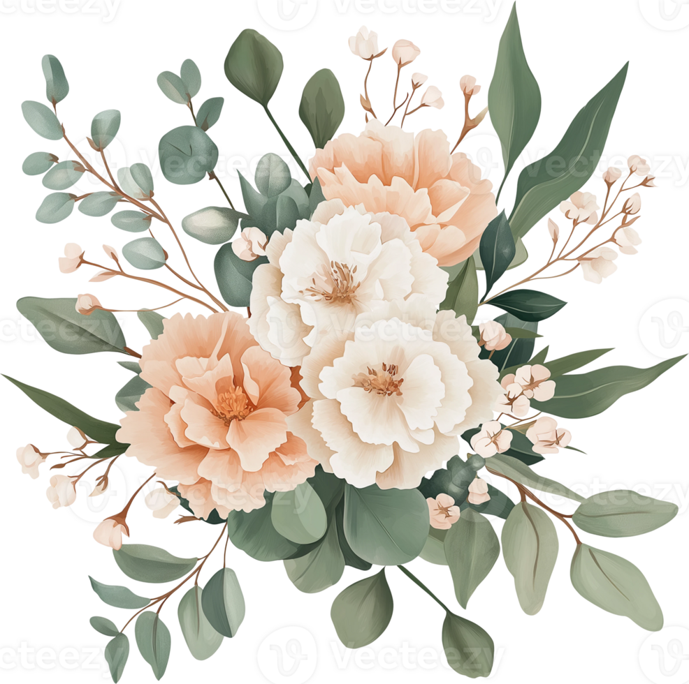 A bouquet of flowers on a black background png