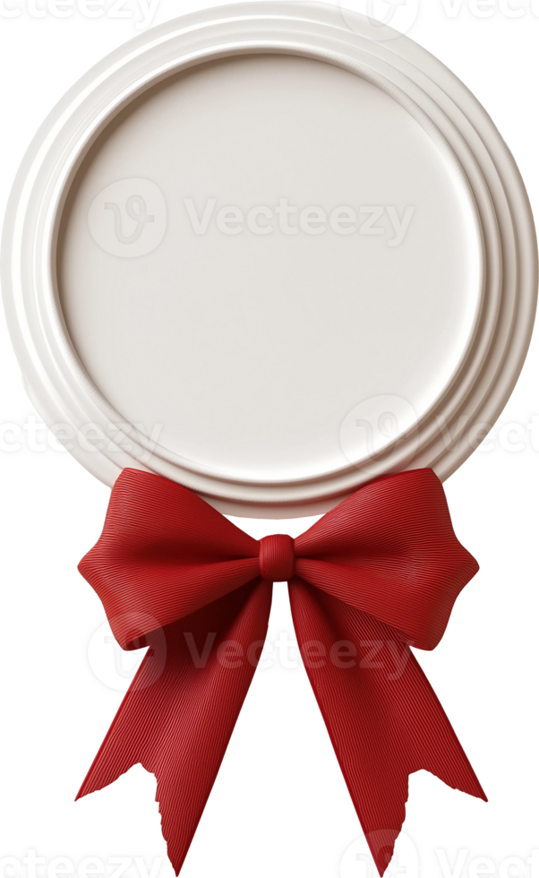 A white plate with a red bow on it png