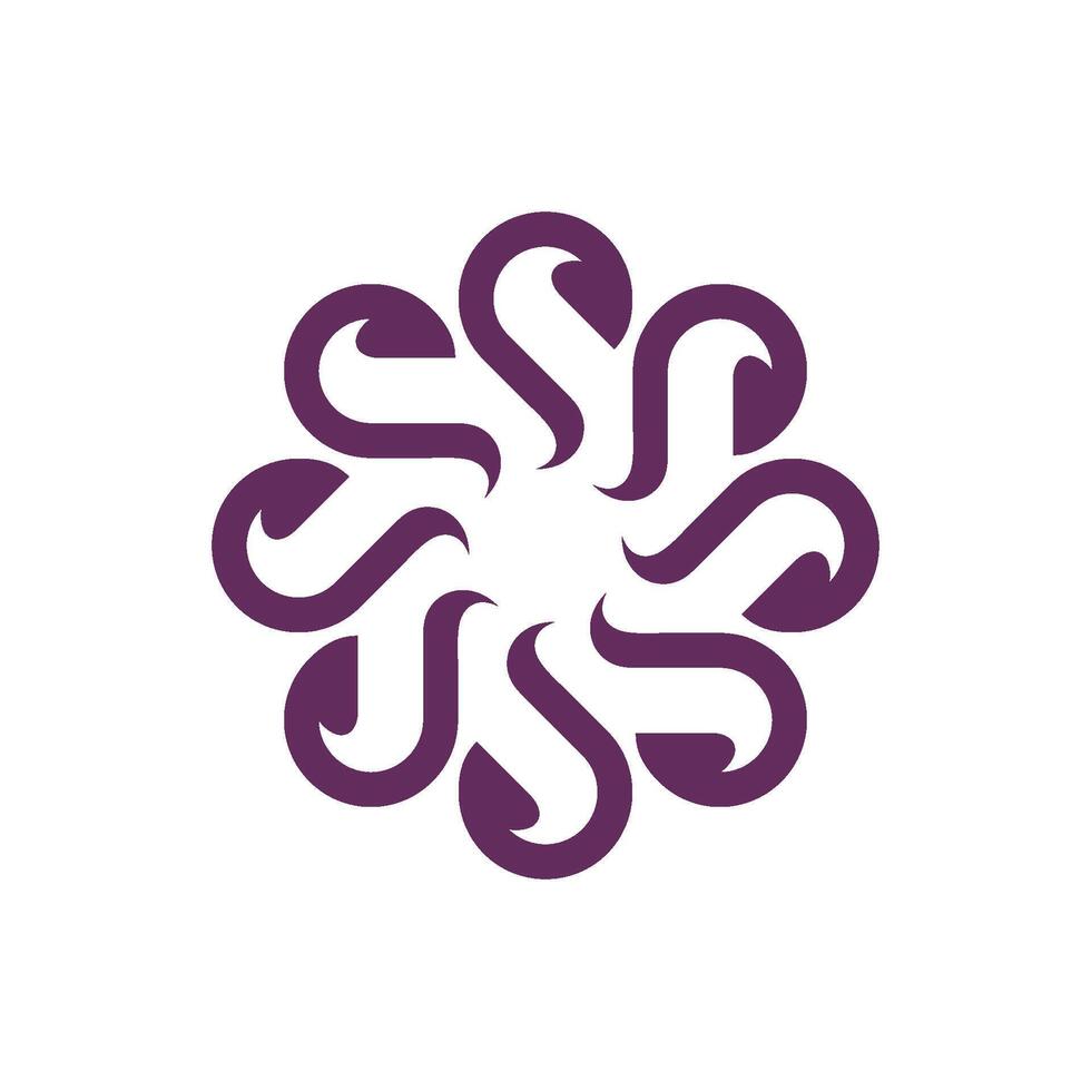 Purple Ornamental Flower or Star Logo Template Illustration Design. EPS 10. vector