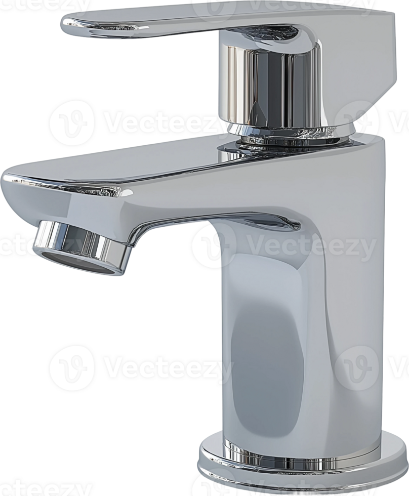 a modern bathroom faucet with chrome finish png