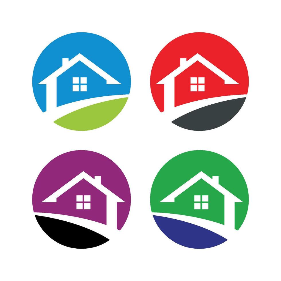 Set Circle Home Logo Template Illustration Design. EPS 10. vector