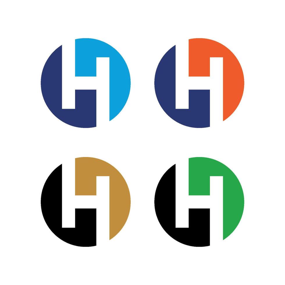 Set H Letter Circle Logo Template Illustration Design. EPS 10. vector