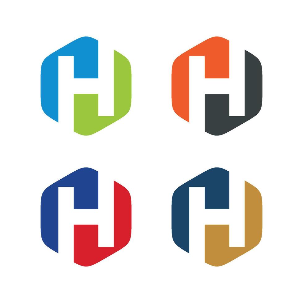 Set H Letter Hexagon Logo Template Illustration Design. EPS 10. vector
