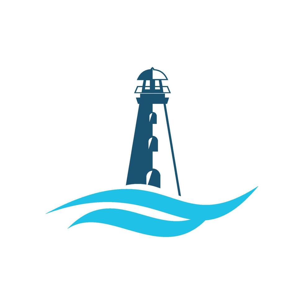 Lighthouse, Blue Wave Logo Template Illustration Design. EPS 10. vector