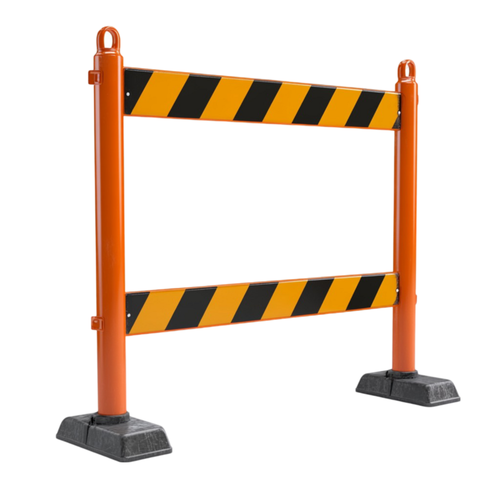 Construction Barrier Warning Sign on Transparent Background png