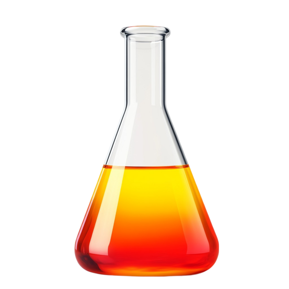 Orange Liquid in Conical Flask on Transparent Background png